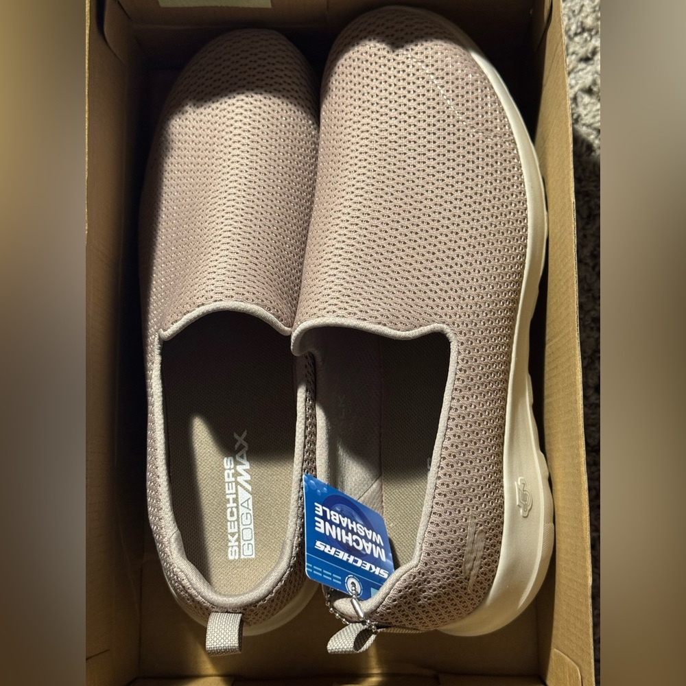Skechers Taupe Go Walk Joy Slip-Ons - Picture 2 of 5